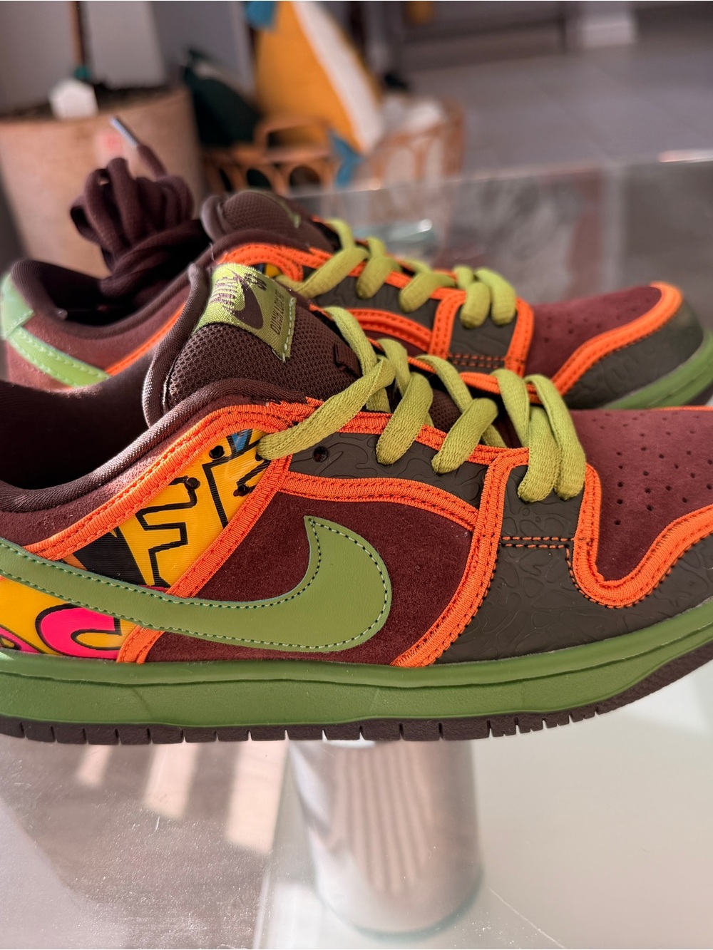 Nike Brown, Orange & Lime Green Low-Top Sneakers - Picture 8 of 9